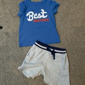 Cat & Jack “Best Brother” Tee + Carter’s Shorts Set | 2T Blue/Gray